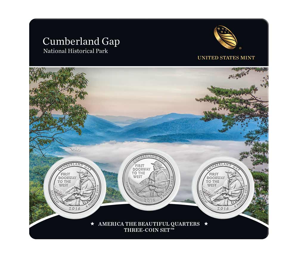 The 2016 Cumberland Gap National Historical Park 3 Coin Set The 2016 Cumberland Gap National Historical Park 3 Coin Set