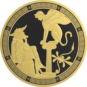 2016 Greek Myths "Oedipus and Sphinx" coin Reverse