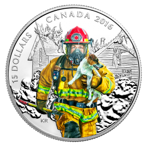 Canada 2016 Silver Firefighter $15 Coin Reverse