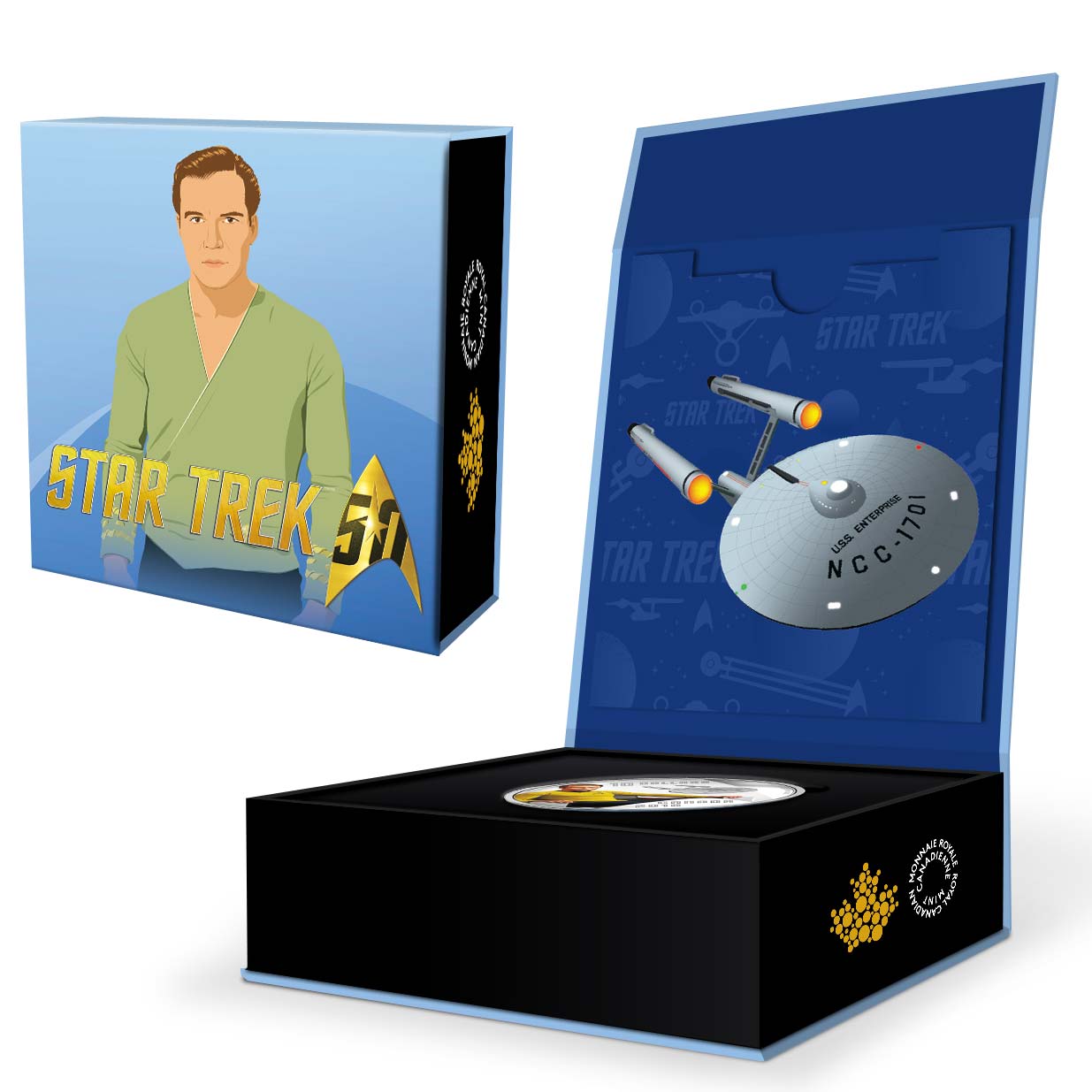 canada_2016_startrek_icons_kirk_box Canada 2016 Star Trek Silver $10 Coin - Kirk and Enterprise Box