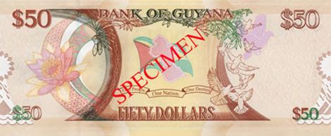 Guyana 2016 $50 Banknote Reverse