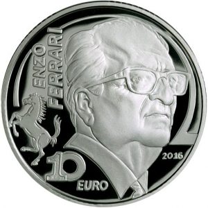 Europa Star Silver Coin from 2016 of Italy Featuring Enzo Ferrari