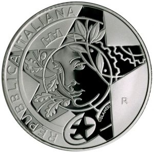 Obverse of Europa Star Silver Coin from 2016 of Italy