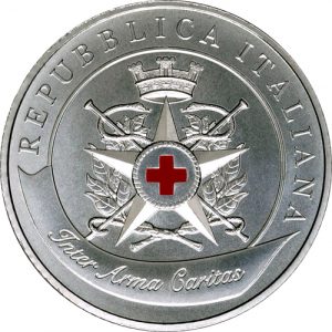 Italy 2016 Silver 5 Euro coin for Military Corps of the Italian Red Cross Reverse