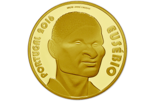 Portugal 2016 Eusébio Gold Proof €7.5 coin Obverse