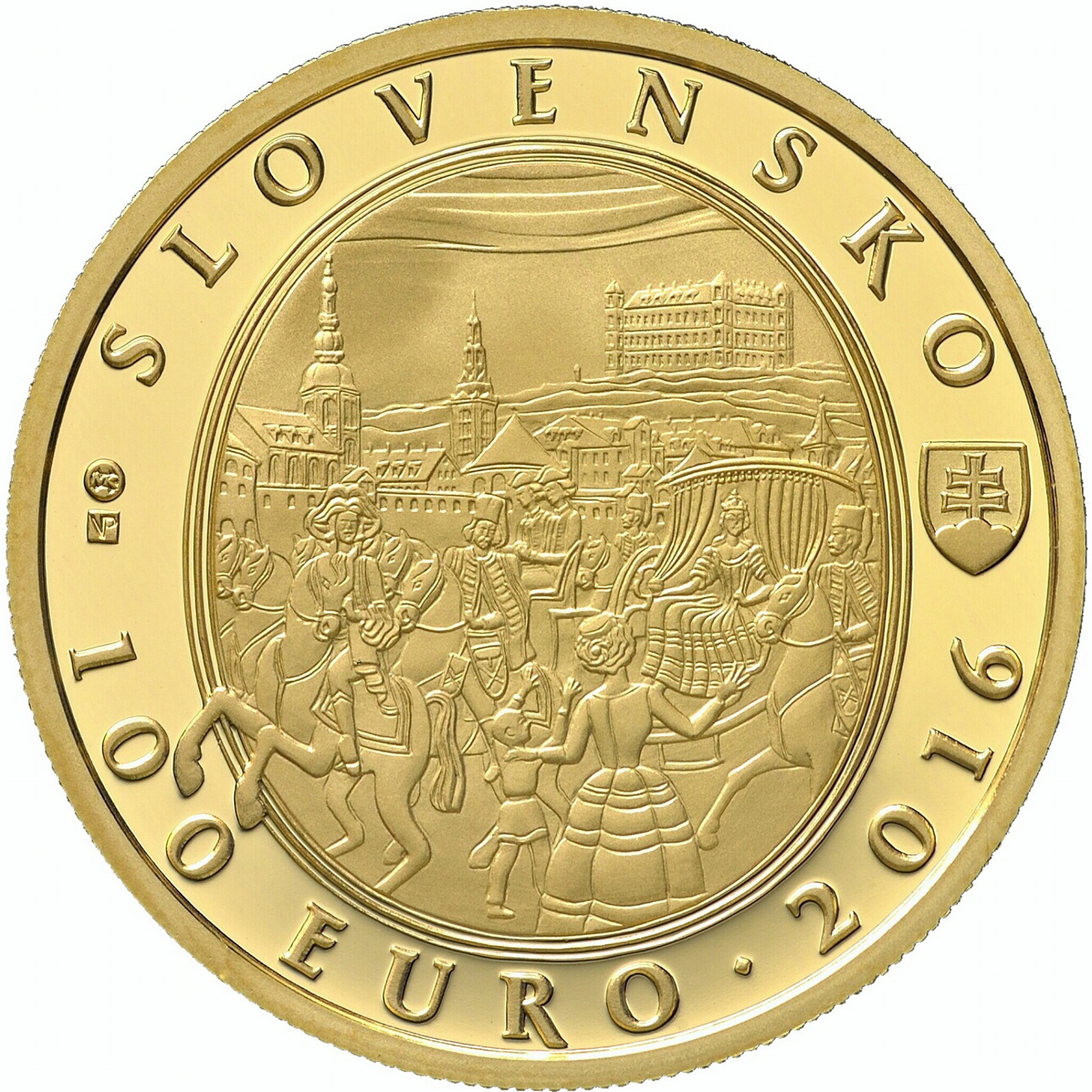 Slovakia 2016 100 Euro Gold Matia Theresa Coin Reverse