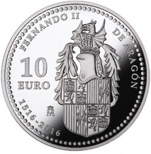 Spain 2016 Silver 10 Euro Obverse - 400 Years Ferdinand II of Aragon