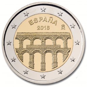 Spain 2016 €2 Coin Segovia Aqueduct Reverse