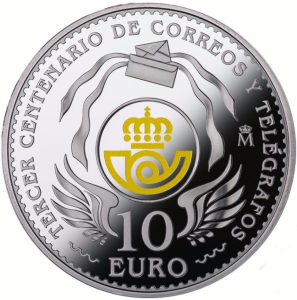 Spain 2016 Silver €10 coin 300 Years Spanish Post Reverse
