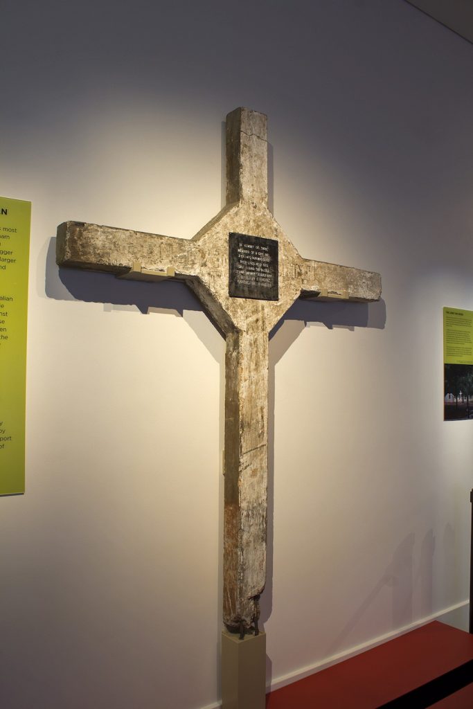 The Long Tan Cross on display at the Australian War Memorial