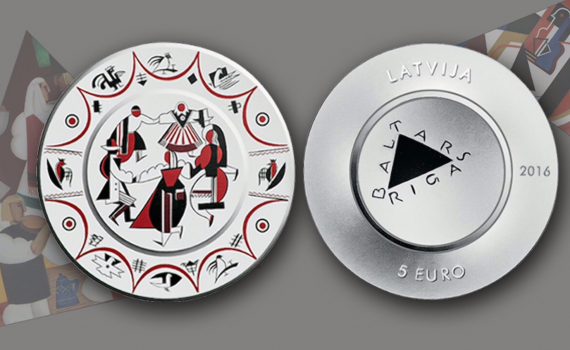 Latvia 2016 Silver 5 Euro Coin - Baltars Plate splash