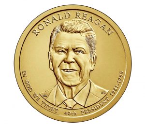 USA 2016 Ronald Reagan Presidential Dollar Coin Obverse