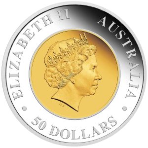 Australia 2016 1oz Silver and Gold Bi-Metallic Wedge-tailed Eagle Coin Obverse