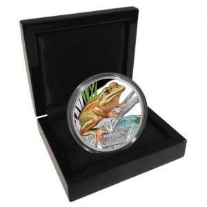 Tuvalu 2017 Silver Green and Golden Bell Frog Coin in Box