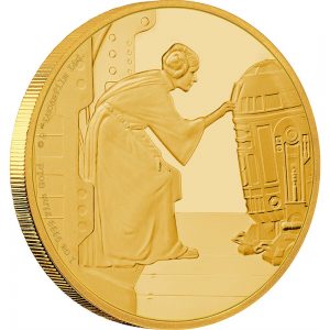 Princess Leia Organa 2016 1oz Gold Coin Reverse, Classic Star Wars Series