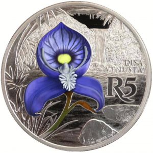 South African 2016 Silver Blue Bearded Disa(Disa Venustra) Coin