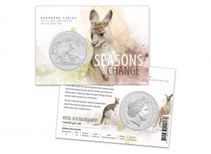 Australian 2017 Kangaroo Season's Change 1oz Silver $1 Frosted Coin