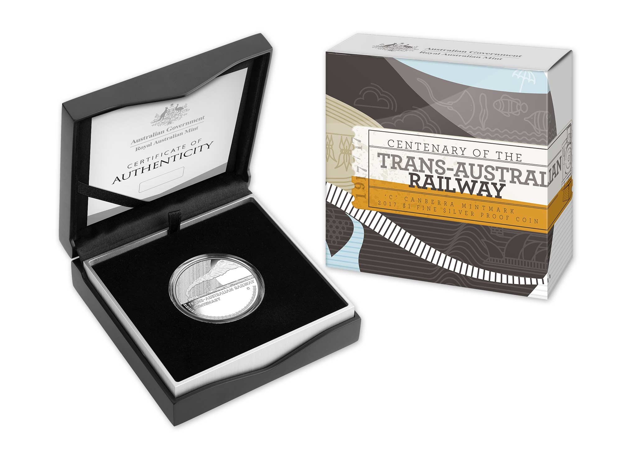 Australia 2017 Trans-Australian Railways Silver Coin in Box