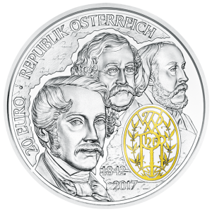 Austria 175th anniversary of the Vienna Philharmonic Orchestra Silver Coin Obverse