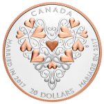 Canada 2017 Best Wished on your Wedding Day silver coin with Rose Gold Plating Reverse