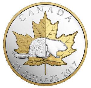 Canada 2017 1 oz. Pure Silver Gold Plated – Timeless Icons Piedfort coin Reverse
