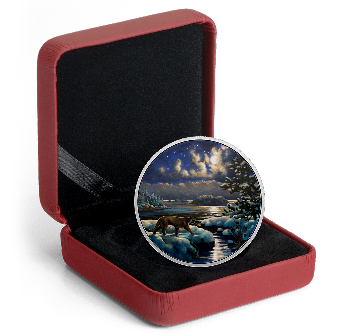 Canada 2017 2oz Silver Animals By Moonlight Glow in the Dark Cougar Box
