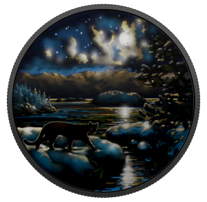 Canada 2017 2oz Silver Animals By Moonlight Glow in the Dark Cougar Reverse