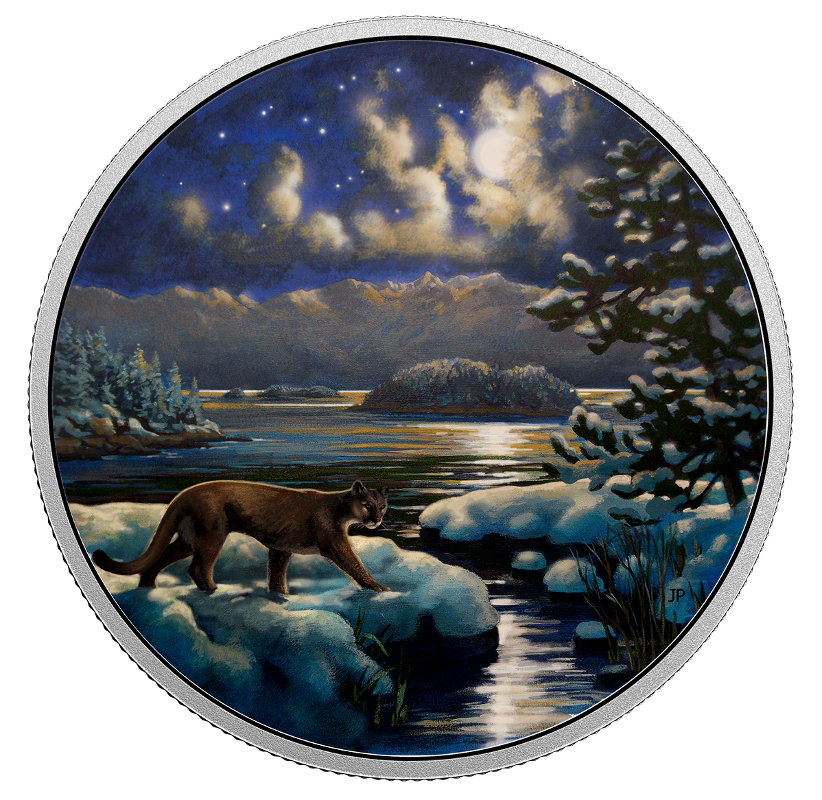 Canada 2017 2oz Silver Animals By Moonlight Glow in the Dark Cougar