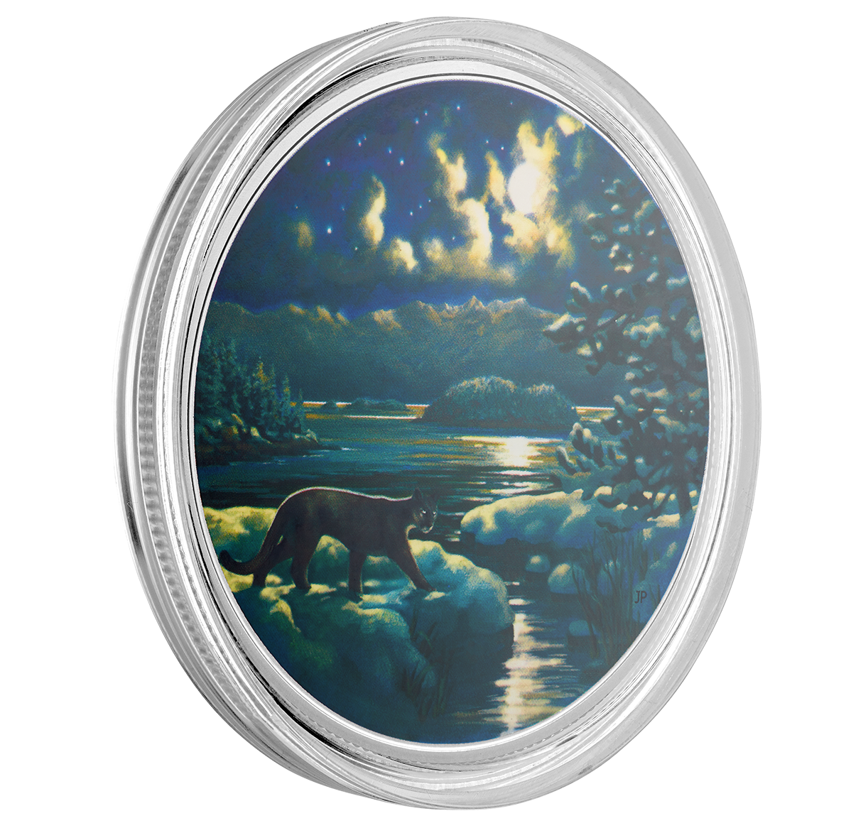 Canada 2017 2oz Silver Animals By Moonlight Glow in the Dark Cougar Coin