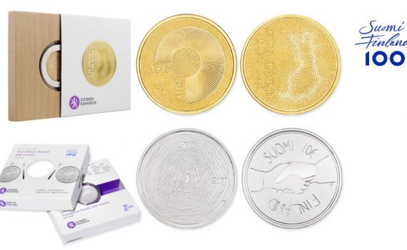 2017 Independent Finland 100 Years Silver and Gold Coins Splash Image