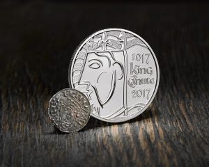 United Kingdom 2017 King Canute Silver £5 with original 11th Century Coin of King Canute