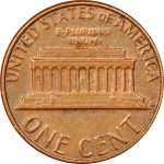 USA 1982-D Small Date Bronze Lincoln Memorial Penny Reverse