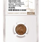 USA 1982-D Small Date Bronze Lincoln Memorial Penny NGC AU-58