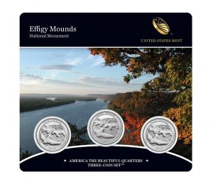 USA 2017 Effigy Mounds Quarter Dollar 3 Coin Set