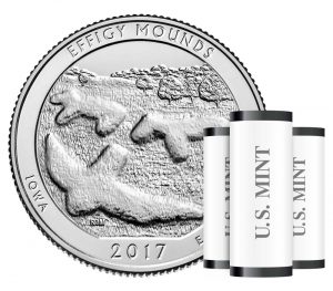 USA 2017 Effigy Mound Quarter Dollar Coin Rolls - America the Beautiful