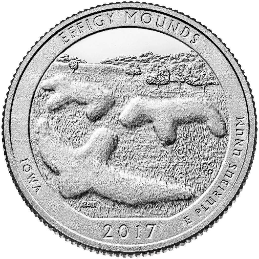 USA 2017 Effigy Mound Quarter Dollar Coin Reverse - America the Beautiful