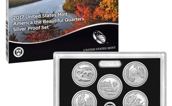 USA 2017 America the Beautiful Silver Quarter Dollar Proof Set Box
