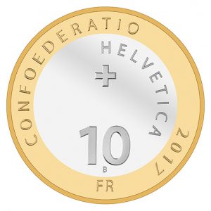 Switzerland 2017 Gentian 10 Franc Coin Obverse, Flora Alpina Series