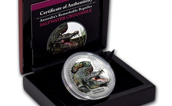 2017 Australia's Remarkable Reptiles - Saltwater Crocodile 1iz Silver Coin Box