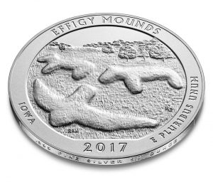 America The Beautiful 5oz Silver 2017 Effigy Mounds Quarter Dollar Edge Lettering