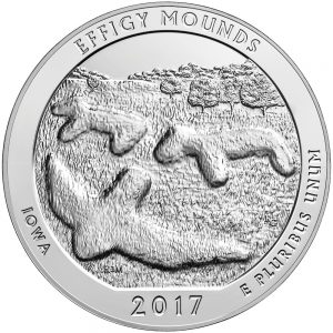 America The Beautiful 5oz Silver 2017 Effigy Mounds Quarter Dollar Reverse