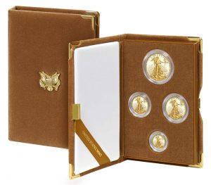 USA 2017 American Eagle Gold Coins 4 Coin Set in Display Case
