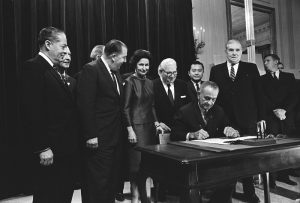 President Lyndon B Johnson signing the Wild and Scenic Rivers Act
