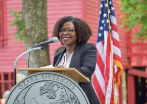 U.S. Mint Senior Advisor Michele Satchell at the Ozark National Scenic Riverways Quarter Dollar Coin Launch Ceremony