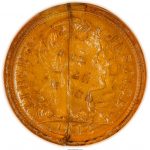 1942 1C Experimental Amber Glass Cent, Judd-2069, RB 42-70, R.7 -- Broken -- PCGS Genuine. Unc Details. Impact Strength Test obv