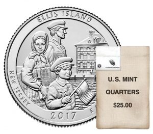 USA 2017 Ellis Island America the Beautiful Quarter Dollar 100 Coin Bags