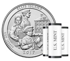 USA 2017 Ellis Island America the Beautiful Quarter Dollar Coin Rolls