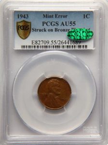 1943 Bronze Lincoln Cent PCGS AU55