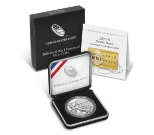 USA 2018 WWI Centennial Silver Dollar Coin in Box