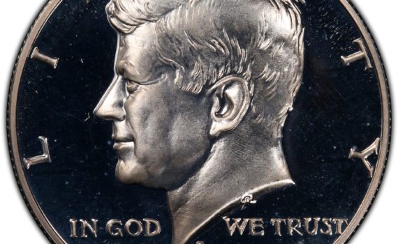 1968 Inverted S Kennedy Hald Dollar Coin Obverse